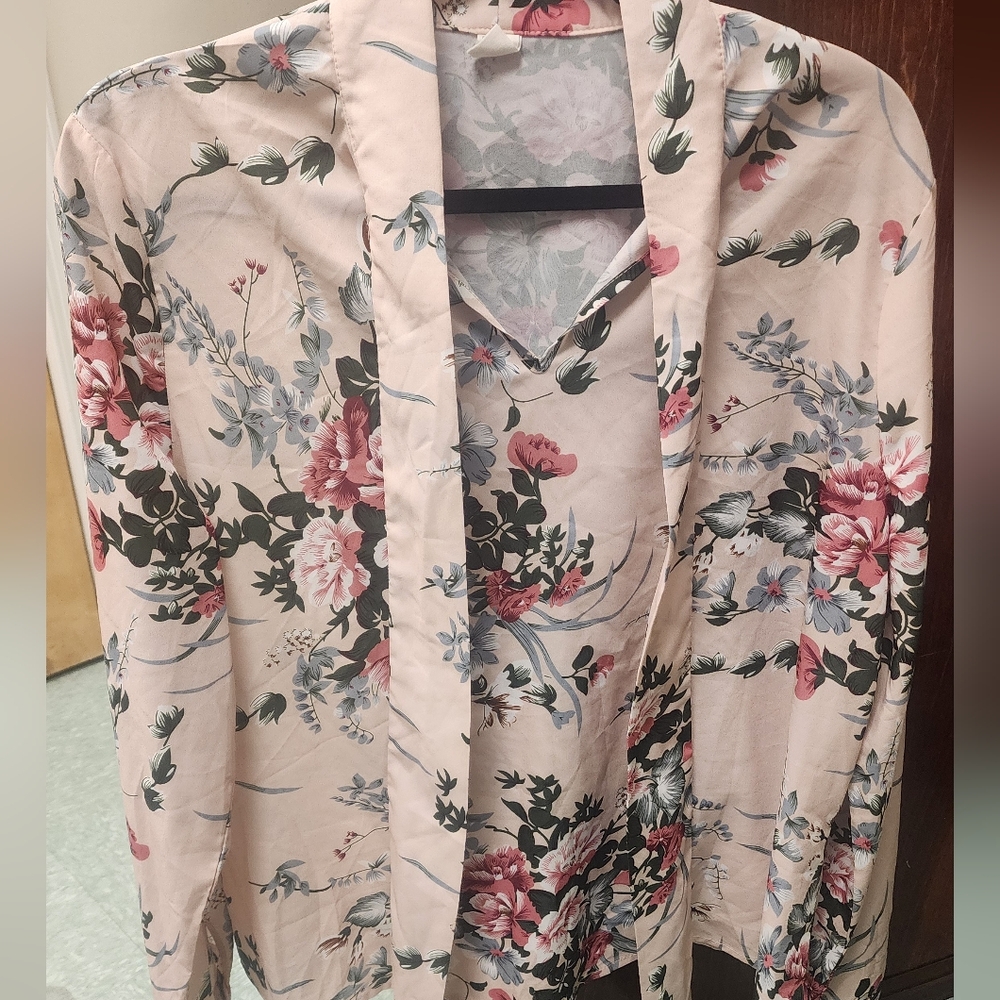 Silky Smooth Long Sleeve Blouse Neck Tie sz XL